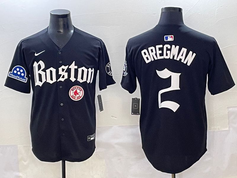 Men 2025 Boston Red Sox #2 Bregman Black Five generations Joint Name Nike MLB Jersey style 23